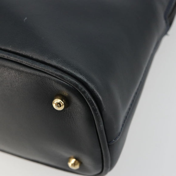 GUCCI Bamboo Hand Bag Leather 2way Navy Gold 000 2865 0290 Auth 180796