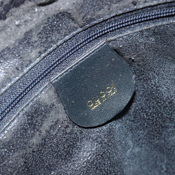 GUCCI Bamboo Hand Bag Leather 2way Navy Gold 000 2865 0290 Auth 180796