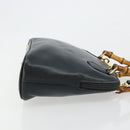 GUCCI Bamboo Hand Bag Leather 2way Navy Gold 000 2865 0290 Auth 180796-3