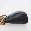 GUCCI Bamboo Hand Bag Leather 2way Navy Gold 000 2865 0290 Auth 180796-4