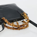 GUCCI Bamboo Hand Bag Leather 2way Navy Gold 000 2865 0290 Auth 180796-7