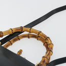 GUCCI Bamboo Hand Bag Leather 2way Navy Gold 000 2865 0290 Auth 180796-14