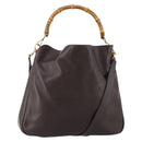 GUCCI Bamboo Shoulder Bag Leather 2way Brown Gold 001 1577 Auth 180797-1