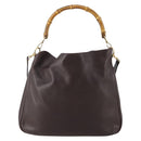 GUCCI Bamboo Shoulder Bag Leather 2way Brown Gold 001 1577 Auth 180797-13