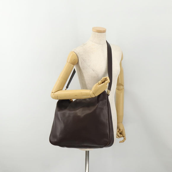 GUCCI Bamboo Shoulder Bag Leather 2way Brown Gold 001 1577 Auth 180797