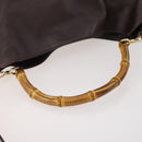 GUCCI Bamboo Shoulder Bag Leather 2way Brown Gold 001 1577 Auth 180797-8