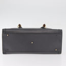GUCCI Bamboo Tote Bag Leather Black Gold Auth 180798-11