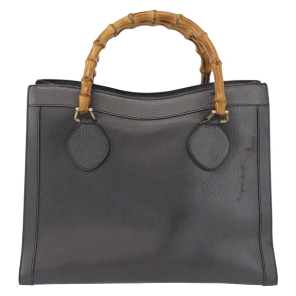 GUCCI Bamboo Tote Bag Leather Black Gold Auth 180798