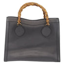 GUCCI Bamboo Tote Bag Leather Black Gold Auth 180798-4
