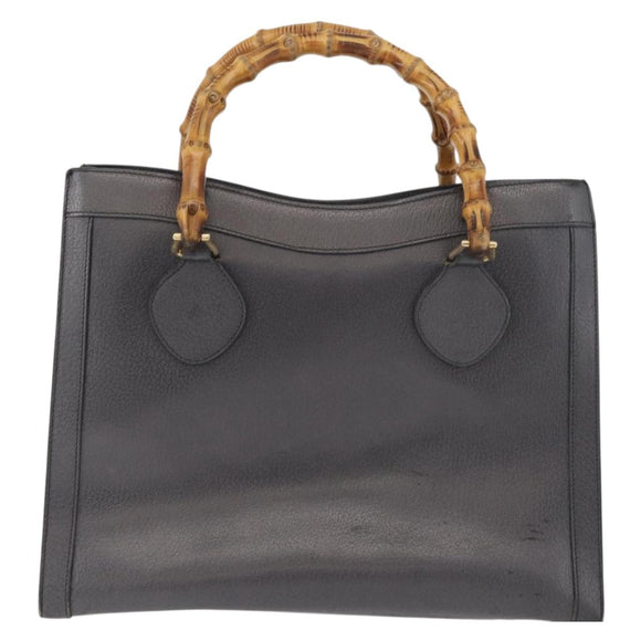 GUCCI Bamboo Tote Bag Leather Black Gold Auth 180798