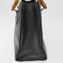 GUCCI Bamboo Tote Bag Leather Black Gold Auth 180798-6