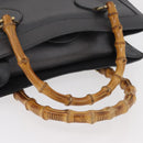 GUCCI Bamboo Tote Bag Leather Black Gold Auth 180798-9