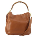 GUCCI Bamboo Shoulder Bag Leather 2way Brown Gold 001 2113 1638 Auth 180799-1