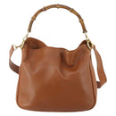 GUCCI Bamboo Shoulder Bag Leather 2way Brown Gold 001 2113 1638 Auth 180799-3