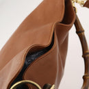 GUCCI Bamboo Shoulder Bag Leather 2way Brown Gold 001 2113 1638 Auth 180799-6