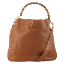GUCCI Bamboo Shoulder Bag Leather 2way Brown Gold 001 1577 Auth 180800-1