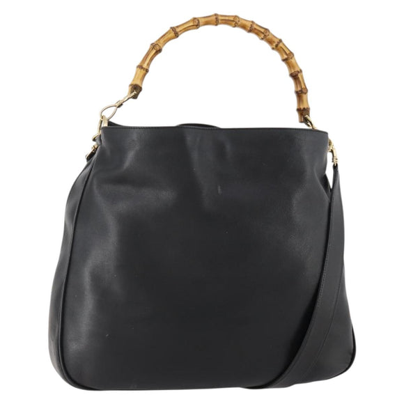 GUCCI Bambus Umhängetasche Leder 2-Wege Schwarz Gold 001 1577 Auth 180801