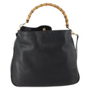 GUCCI Bambus Umhängetasche Leder 2-Wege Schwarz Gold 001 1577 Auth 180801-2
