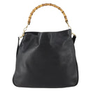 GUCCI Bambus Umhängetasche Leder 2-Wege Schwarz Gold 001 1577 Auth 180801-3