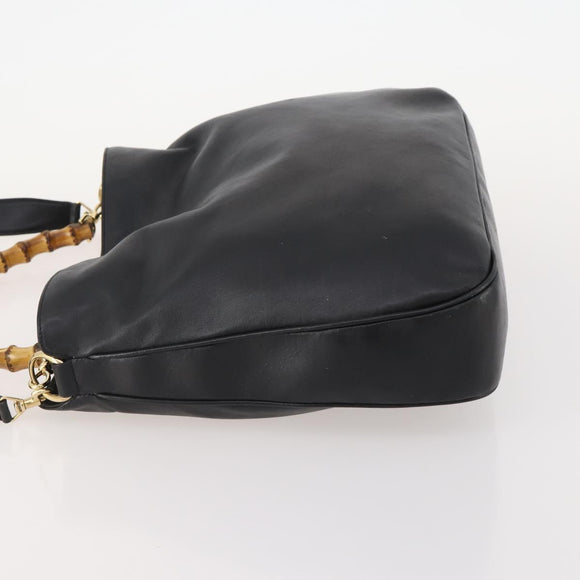 GUCCI Bambus Umhängetasche Leder 2-Wege Schwarz Gold 001 1577 Auth 180801