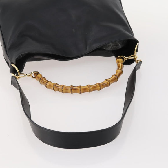 GUCCI Bambus Umhängetasche Leder 2-Wege Schwarz Gold 001 1577 Auth 180801