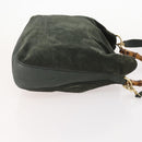 GUCCI Bamboo Shoulder Bag Suede 2way Khaki Gold Auth 180802-4
