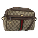 GUCCI GG Supreme Web Sherry Line Shoulder Bag PVC Beige Gold Auth 180803-1