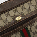 GUCCI GG Supreme Web Sherry Line Shoulder Bag PVC Beige Gold Auth 180803-17