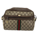 GUCCI GG Supreme Web Sherry Line Shoulder Bag PVC Beige Gold Auth 180803-13
