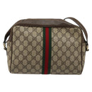 GUCCI GG Supreme Web Sherry Line Shoulder Bag PVC Beige Gold Auth 180803-2