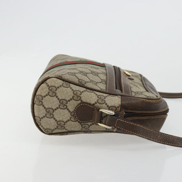 GUCCI GG Supreme Web Sherry Line Shoulder Bag PVC Beige Gold Auth 180803