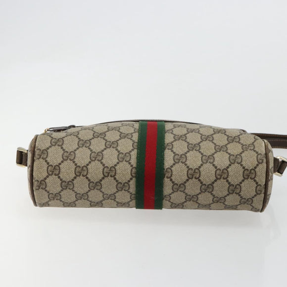 GUCCI GG Supreme Web Sherry Line Shoulder Bag PVC Beige Gold Auth 180803
