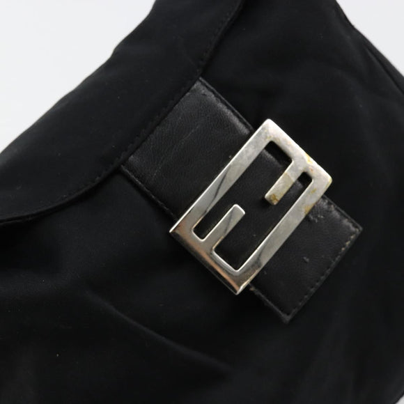 FENDI Mamma Baguette Shoulder Bag Nylon Black Silver Auth 180804