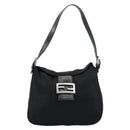 FENDI Mamma Baguette Shoulder Bag Nylon Black Silver Auth 180804-2
