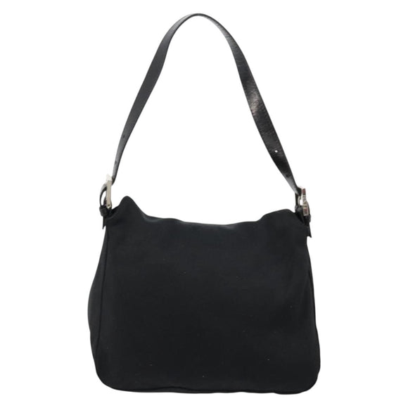 FENDI Mamma Baguette Shoulder Bag Nylon Black Silver Auth 180804