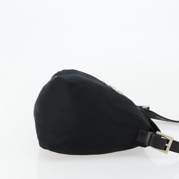 FENDI Mamma Baguette Shoulder Bag Nylon Black Silver Auth 180804