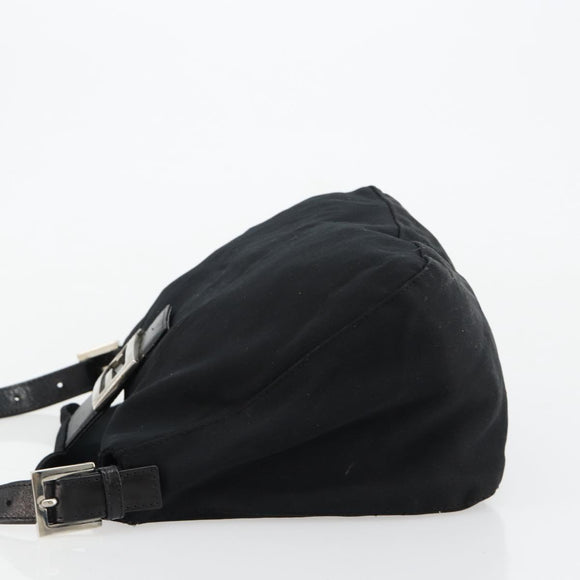 FENDI Mamma Baguette Shoulder Bag Nylon Black Silver Auth 180804