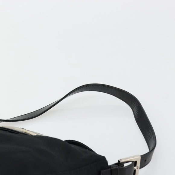 FENDI Mamma Baguette Shoulder Bag Nylon Black Silver Auth 180804