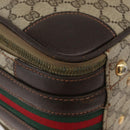 GUCCI GG Supreme Web Sherry Line Trunk PVC Beige Gold Red Auth 180805-9