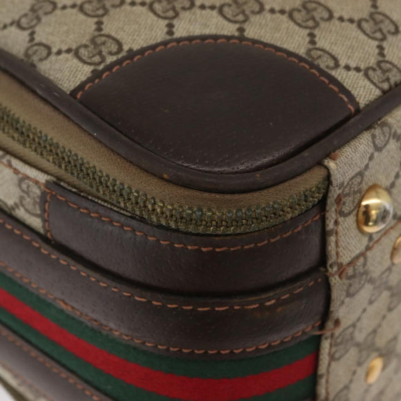 GUCCI GG Supreme Web Sherry Line Trunk PVC Beige Gold Red Auth 180805