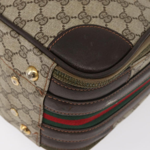 GUCCI GG Supreme Web Sherry Line Trunk PVC Beige Gold Red Auth 180805