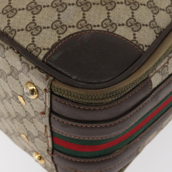 GUCCI GG Supreme Web Sherry Line Trunk PVC Beige Gold Red Auth 180805