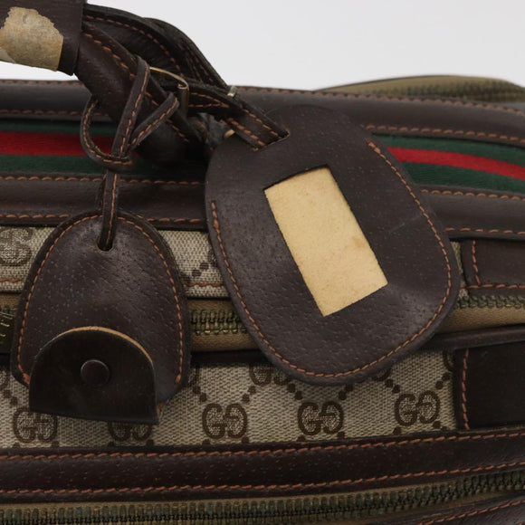 GUCCI GG Supreme Web Sherry Line Trunk PVC Beige Gold Red Auth 180805