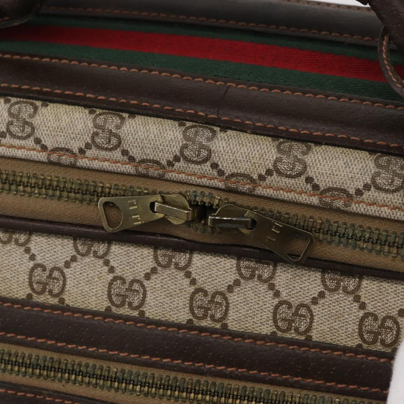 GUCCI GG Supreme Web Sherry Line Trunk PVC Beige Gold Red Auth 180805