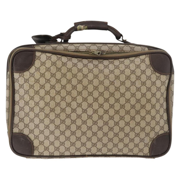 GUCCI GG Supreme Web Sherry Line Trunk PVC Beige Gold Red Auth 180805