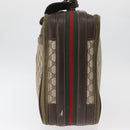 GUCCI GG Supreme Web Sherry Line Trunk PVC Beige Gold Red Auth 180805-3