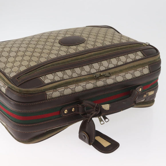 GUCCI GG Supreme Web Sherry Line Trunk PVC Beige Gold Red Auth 180805