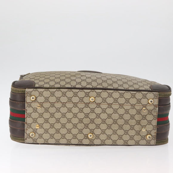 GUCCI GG Supreme Web Sherry Line Trunk PVC Beige Gold Red Auth 180805