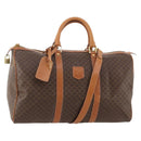 CELINE Macadam Canvas Boston Bag PVC Leather 2way Brown Gold Auth 180808A-1