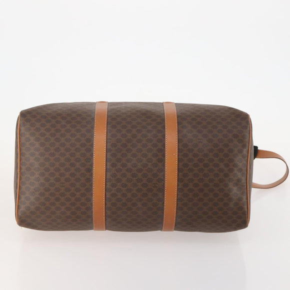 CELINE Macadam Canvas Boston Bag PVC Leather 2way Brown Gold Auth 180808A